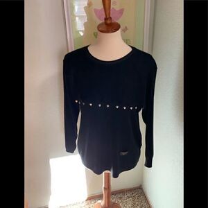 Black Imported Yarn From Japan Hearts Sweater 022